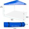 Quiksilver 10×10 Pop Up Canopy – UPF 50+ Outdoor Beach Tent with One-Push Setup – Portable Shade Shelter for Beach, Tailgate, Festivals, Camping – Water-Resistant Folding Gazebo with Wheeled Bag(Solid Blue)