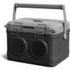 Quiksilver Cooler with Bluetooth Speaker, 24-Can or 21L Capacity Hard Cooler with Handle, Airtight Latches, FM Radio, TF Card Reader, 6hr Battery, 48Hr Insulation, USB-C Cable Included.
