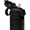 Quiksilver Laguna 24oz Tripple Wall Stainless Steel Water Bottle, Reusuable Sports Bottle with Leak-Proof Straw and Spout Lid, Non-Slip Rubber Base, Carrier Handle, 24H Hot & Cold Insulated Tumbler(Black)