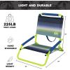 Quiksilver Low Beach Chair – Lightweight Folding Chair – Portable and Durable Chairs for Beach, Patio, Camping Chair, or Sporting Events with Carry Strap(Charcoal/Green)