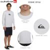 Quiksilver Men’s Swimwear Regular Fit UPF 50 Long Sleeve Sun Tee Rash Guard Shirt (S-XXL)(White)
