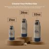 Quiksilver Redondo 26oz Double Wall Stainless Steel Water Bottle, Reusable Sports Bottle with Leak-Proof Lid, Non-Slip Rubber Base, Carrier Handle, insulated Tumblers, 24H Hot & Cold Beverage(Fog & Orion Blue)