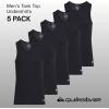 Quiksilver Undershirt Tank Tops for Men – 5 Pack Lightweight Ribbed Tanktops(Black)