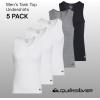 Quiksilver Undershirt Tank Tops for Men – 5 Pack Lightweight Ribbed Tanktops(White grey black)