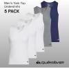 Quiksilver Undershirt Tank Tops for Men – 5 Pack Lightweight Ribbed Tanktops(White grey blue)