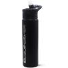 Quiksilver Venice 24 oz Insulated Water Bottle With Lock & One-Push Straw Lid, Stainless Steel Double Wall Vacuum Leakproof Tumblers for Sports, Travel, Gym(Black)