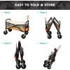 ROXY Folding Beach Wagon Cart – Heavy-Duty Collapsible Utility Wagon with All-Terrain Wheels, Large Storage Capacity, and Adjustable Handle – Ideal for Beach, Camping, and Outdoor Adventures(Heavy Duty Wagon)