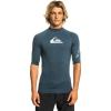 Quiksilver Mens All Time Short Sleeve Rashguard UPF 50 Sun Protection Surf Shirt(Blue)
