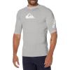 Quiksilver Mens All Time Short Sleeve Rashguard UPF 50 Sun Protection Surf Shirt(Sleet Heather)