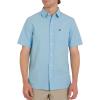 Quiksilver Men’s Regular Fit Premium Cotton Short Sleeve Button Down Seersucker Shirt(Light Blue)