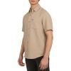 Quiksilver Men’s Regular Fit Premium Cotton Short Sleeve Button Up Waffle Woven Shirt(Taupe)