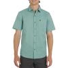 Quiksilver Men’s Regular Fit Premium Cotton Woven Short Sleeve Button Up Casual Shirt(Jade Grey)