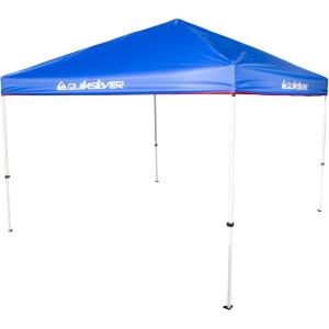 Quiksilver 10×10 Pop Up Canopy – UPF 50+ Outdoor Beach Tent with One-Push Setup – Portable Shade Shelter for Beach, Tailgate, Festivals, Camping – Water-Resistant Folding Gazebo with Wheeled Bag(Solid Blue)