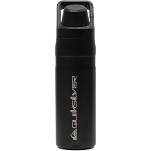 Quiksilver 24oz Stainless Steel Water Bottle, Wide Mouth Insulated Tumbler with Carabiner Hook, 18/8 Steel, 24hr Cold, BPA Free Reusable Bottle for Men, Women (Elmwood, 24oz)(Black)