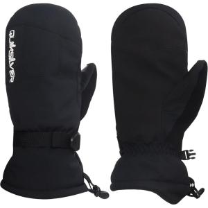 Quiksilver Boy’s Mission Mittens – Waterproof & Insulated, Adjustable Cuff, Nose & Goggles Wipe(Black)