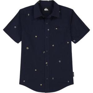 Quiksilver Boys Short Sleeve Classic Woven Shirt, Button Down Top, Stylish & Comfortable(Navy Apero)