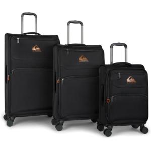 Quiksilver Buxton Suitcases Softside Expandable Luggage with Spinner Wheels, Large 3-Piece Set (20/26/30) (Green)(Black)