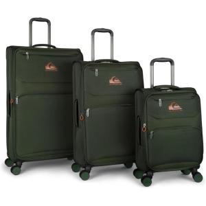 Quiksilver Buxton Suitcases Softside Expandable Luggage with Spinner Wheels, Large 3-Piece Set (20/26/30) (Green)(Green)