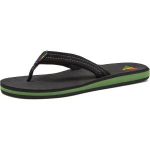 Quiksilver Carver Suede Flip Flops for Men, Arch Support Athletic Mens Sandals, Size 6 to 16 Thong Mens Slides(Black/Yellow/Red)