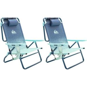Quiksilver Low Beach Chair – Lightweight Folding Chair – Portable and Durable Chairs for Beach, Patio, Camping Chair, or Sporting Events with Carry Strap(2-pack Blue)