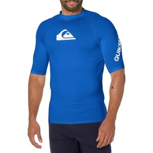 Quiksilver Mens All Time Short Sleeve Rashguard UPF 50 Sun Protection Surf Shirt(Electric Royal)