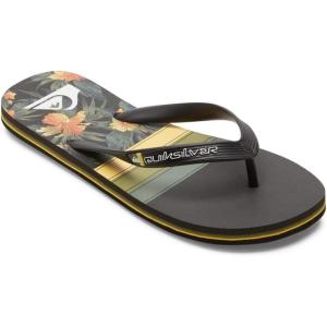 Quiksilver Men’s Molokai Flip Flop Athletic Sandal(Black Yellow Green)