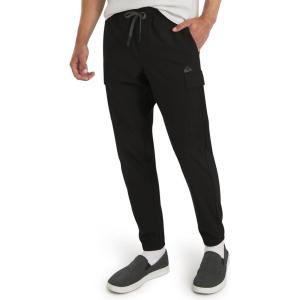 Quiksilver Men’s Regular Fit Active Performance Midweight Cargo Woven Jogger Pants (S-XL)(Black)