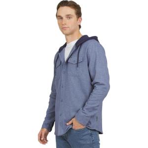 Quiksilver Men’s Regular Fit Cozy Soft Button Down Hooded Flannel Shirt (S-XL)(Ashley Blue)