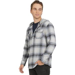 Quiksilver Men’s Regular Fit Cozy Soft Button Down Hooded Flannel Shirt (S-XL)(Silver Birch)