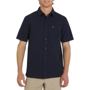 Quiksilver Men’s Regular Fit Premium Cotton Short Sleeve Button Down Seersucker Shirt(Eclipse)