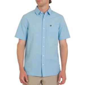 Quiksilver Men’s Regular Fit Premium Cotton Short Sleeve Button Down Seersucker Shirt(Light Blue)