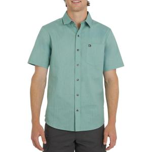 Quiksilver Men’s Regular Fit Premium Cotton Woven Short Sleeve Button Up Casual Shirt(Jade Grey)