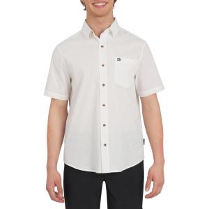 Quiksilver Men’s Regular Fit Premium Cotton Woven Short Sleeve Button Up Casual Shirt(Off-white)