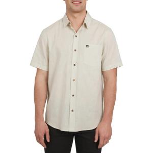 Quiksilver Men’s Regular Fit Premium Cotton Woven Short Sleeve Button Up Casual Shirt(Silver Birch)