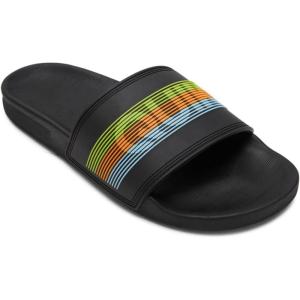 Quiksilver Men’s Rivi Wordmark Slide Sandals(Black Orange Blue)