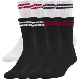 Quiksilver Mens Socks 8 Pairs Crew Socks for Men Premium Athletic Shoe Size 8-12(Wht/Red wht/Blue blk/Red blk/Wht)
