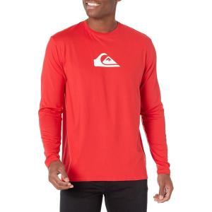 Quiksilver Men’s Solid Streak Long Sleeve UPF 50 Rashguard(Quik Red)