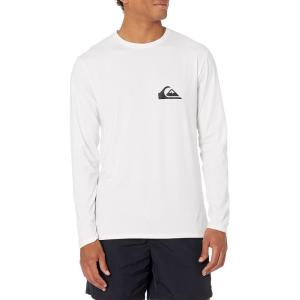Quiksilver Men’s Solid Streak Long Sleeve UPF 50 Rashguard(White/Black)
