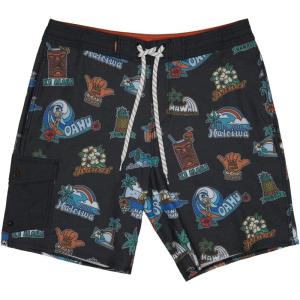 Quiksilver Men’s Standard Throwback Boardshort Swim Trunk(Black (Island Souvenir Boardshort))
