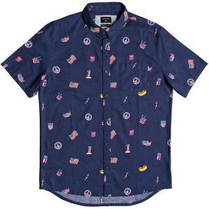 Quiksilver Mens Strange Daze Button Up Woven Shirt(Navy Blazer Merica Patch)