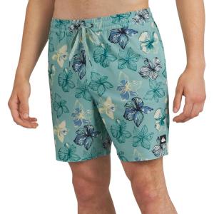Quiksilver Men’s Swimwear Regular Fit Stretchable Comfort Liner Swim Trunks (S-XXL)(Floral Design – Jade Grey)