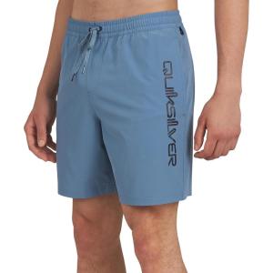 Quiksilver Men’s Swimwear Regular Fit Stretchable Comfort Liner Swim Trunks (S-XXL)(Solid Design – Blue Shadow)