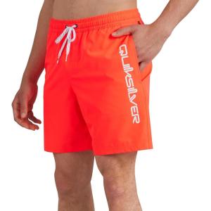 Quiksilver Men’s Swimwear Regular Fit Stretchable Comfort Liner Swim Trunks (S-XXL)(Solid Design – Hot Coral)