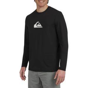Quiksilver Men’s Swimwear Regular Fit UPF 50 Long Sleeve Sun Tee Rash Guard Shirt (S-XXL)(Black)