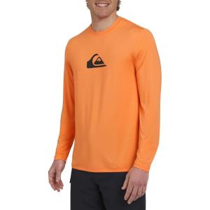Quiksilver Men’s Swimwear Regular Fit UPF 50 Long Sleeve Sun Tee Rash Guard Shirt (S-XXL)(Papaya)