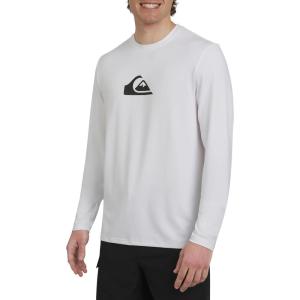 Quiksilver Men’s Swimwear Regular Fit UPF 50 Long Sleeve Sun Tee Rash Guard Shirt (S-XXL)(White)