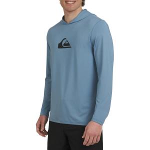Quiksilver Men’s Swimwear Regular Fit UPF 50 Sun Tee Hooded Rash Guard Shirt (S-XXL)(Blue Shadow)