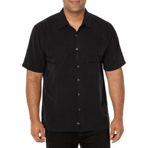 Quiksilver Men’s Tahiti Palms 4 Button Up Floral Collared Shirt(Black)