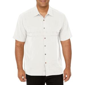 Quiksilver Men’s Tahiti Palms 4 Button Up Floral Collared Shirt(White)