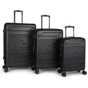 Quiksilver Rincon Suitcases Hardside Luggage with Spinner Wheels, Large 3-Piece Set (20/26/30) (Black)(Black)
